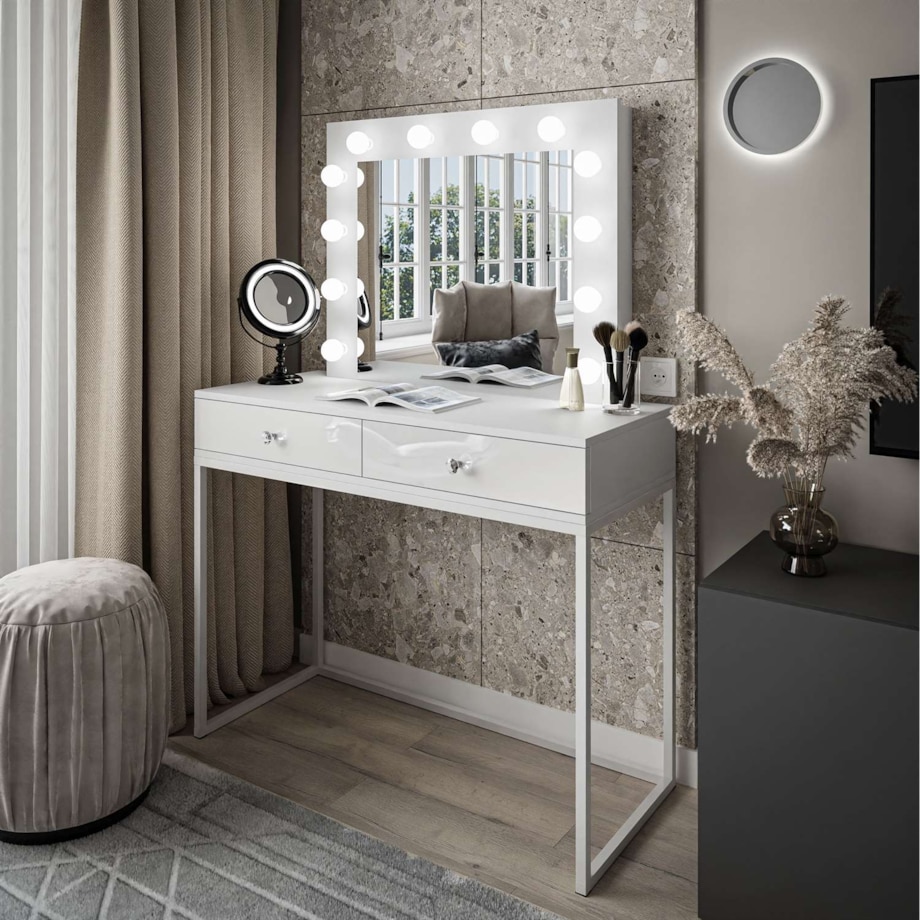 Toaletka BLANCO LOFT LED 100 x 42 x 81 cm, biały wysoki połysk