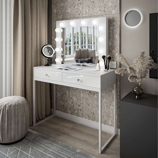 Toaletka BLANCO LOFT LED 100 x 42 x 81 cm, biały wysoki połysk