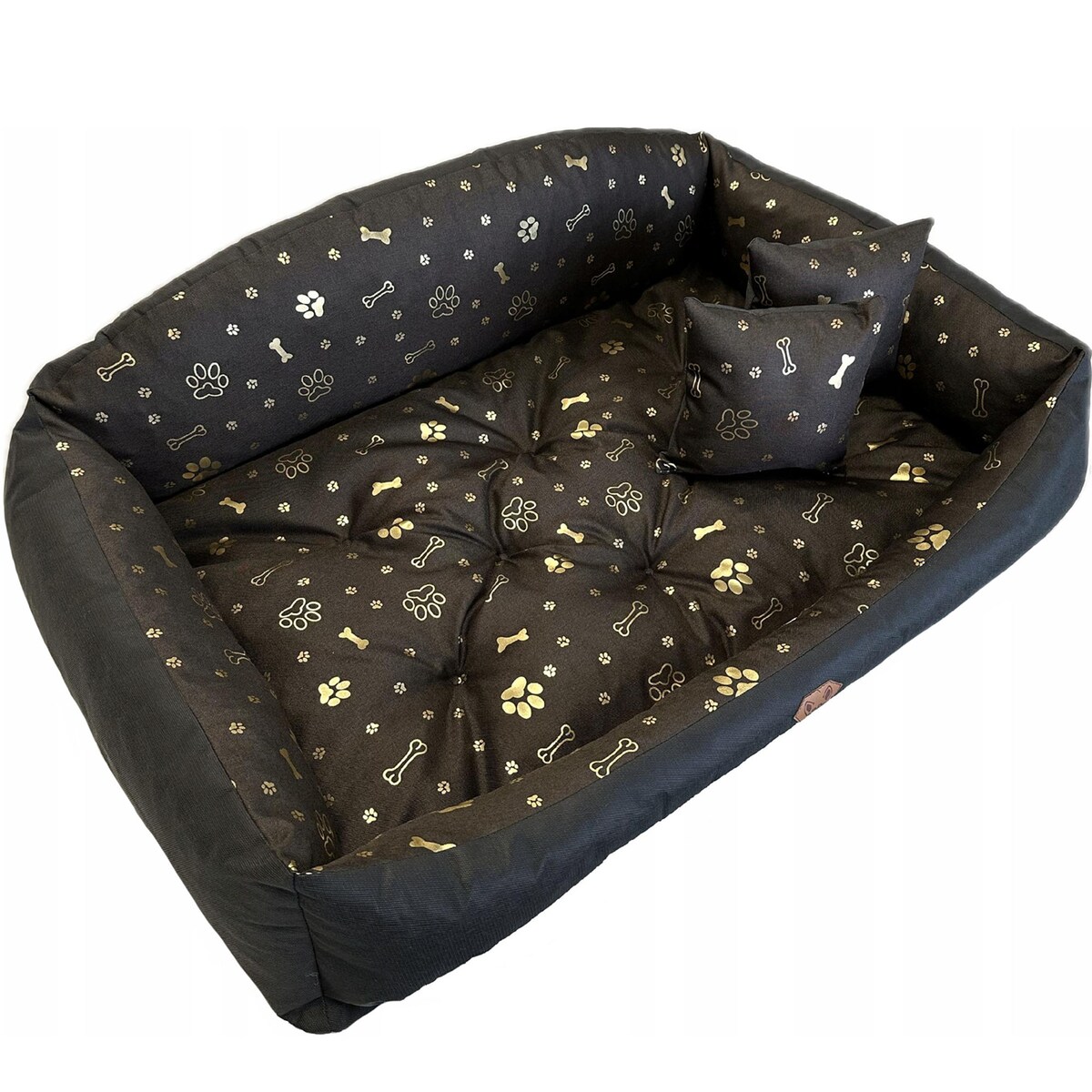 Legowisko Dla Psa Kanapa Posłanie Muszla 100X75 Cm Wodoodporne Poduszki Pikowane Kość Złota