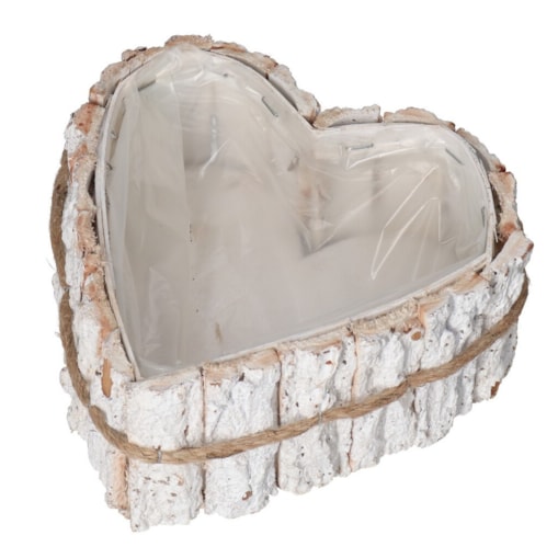 Doniczka Osłonka Drewniana Serce Biała Doniczki 20Cm