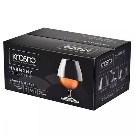 Duże Kieliszki 550 ml do Koniaku Brandy Harmony Krosno 6 sztuk Zestaw