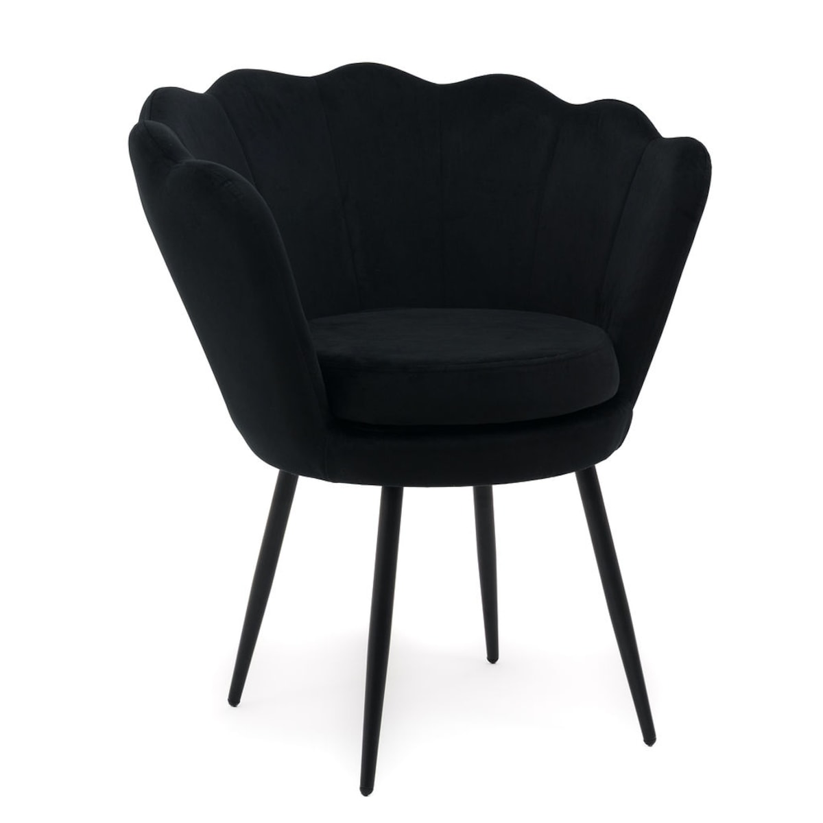 Krzesło do toaletki tapicerowane muszelka SHELL BLACK czarny