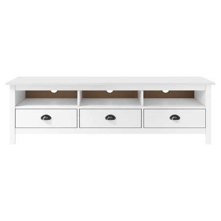 vidaXL Szafka pod TV Hill, biała, 158x40x47 cm, lite drewno sosnowe