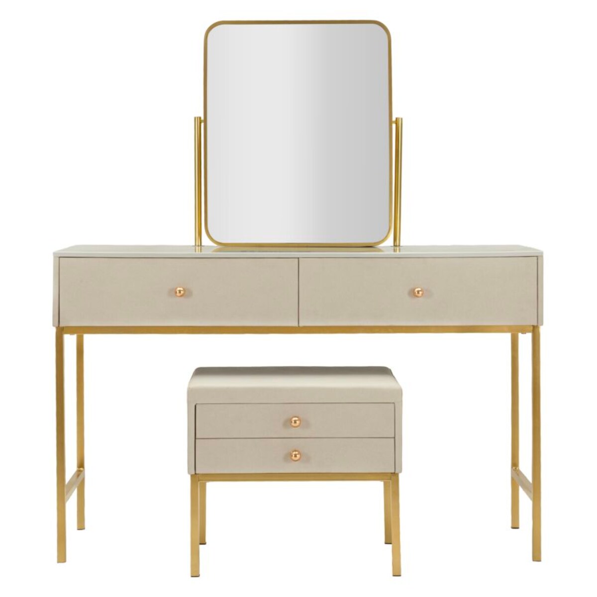 Toaletka Luxury Dressin, zestaw 3 szt., 120 x 45 x 75 cm, konsola do makijażu, wielokolorowy, Mauro Ferretti