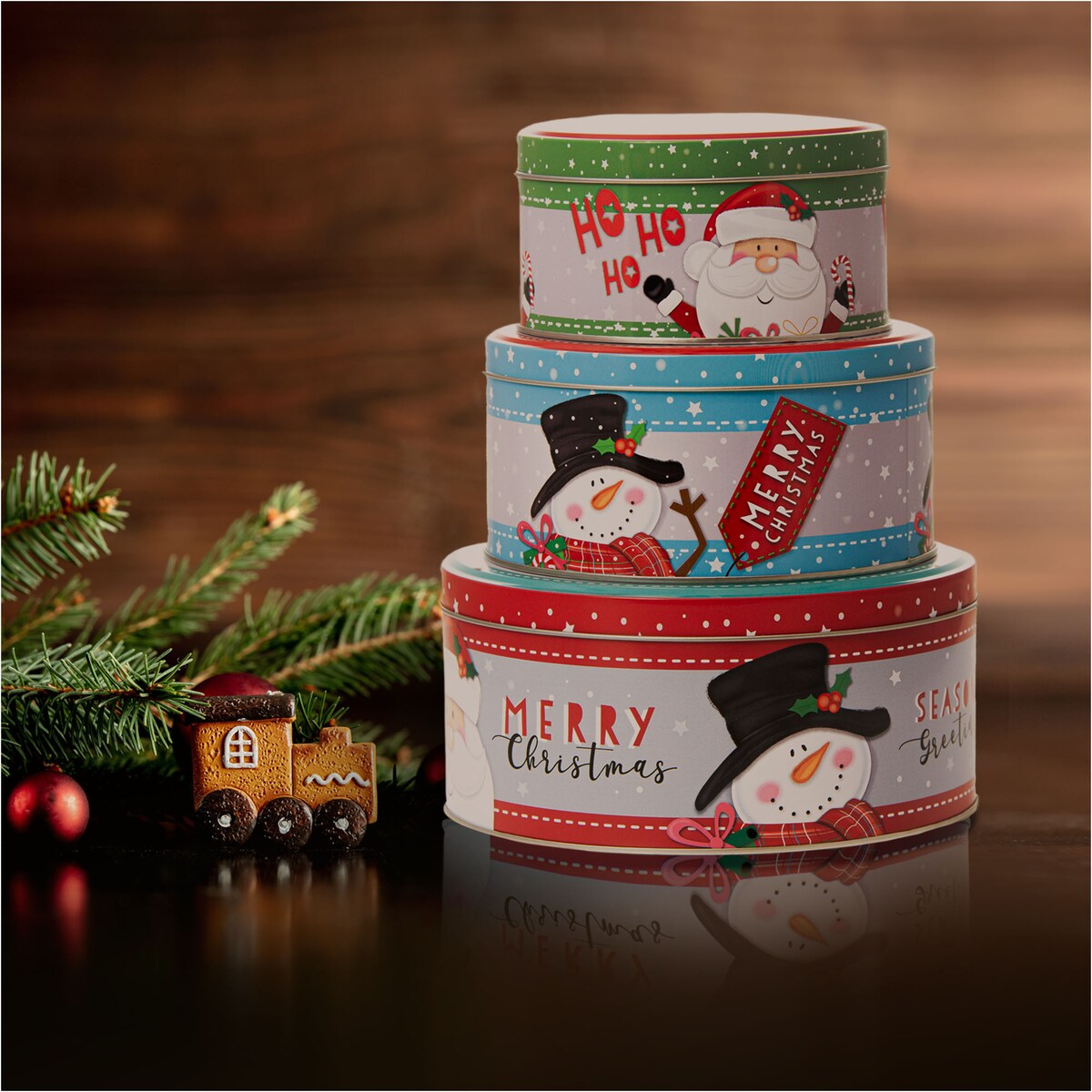 Puszka Na Pierniki Ciastka Świąteczna 20/16,5/13,5 Cm Na Herbatę Cukierki Zestaw 3 Szt