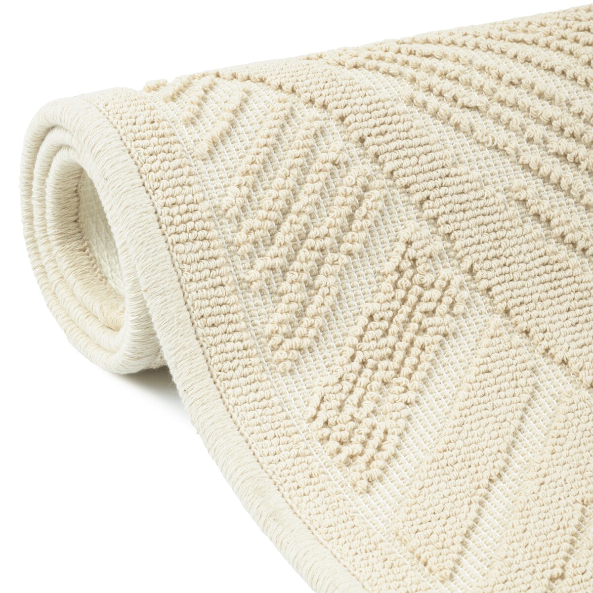 Dywanik łazienkowy Lino 60x90 cm bawełniany boho beżowy