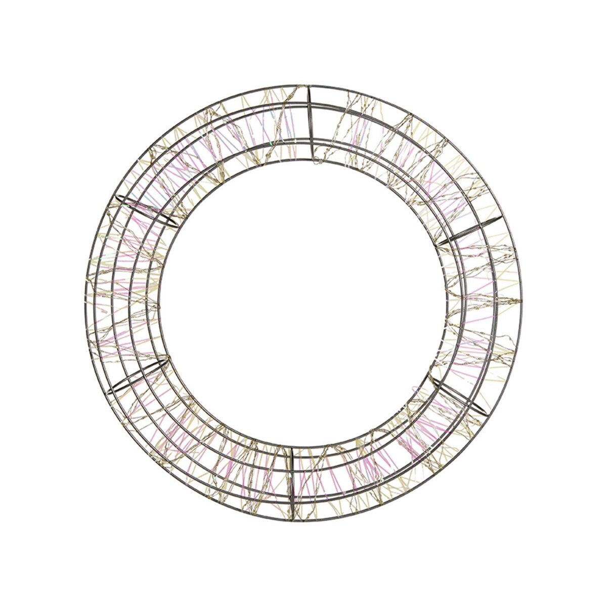 Dekoracja ogrodowa wisząca LED wieniec metalowy 55 cm srebrna KOPPELO