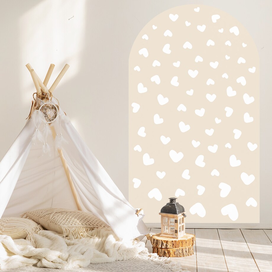 Naklejka na ścianę łuk latte - serca XL