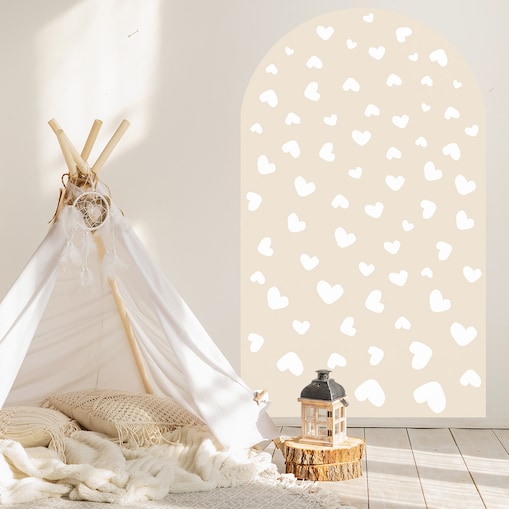 Naklejka na ścianę łuk latte - serca XL