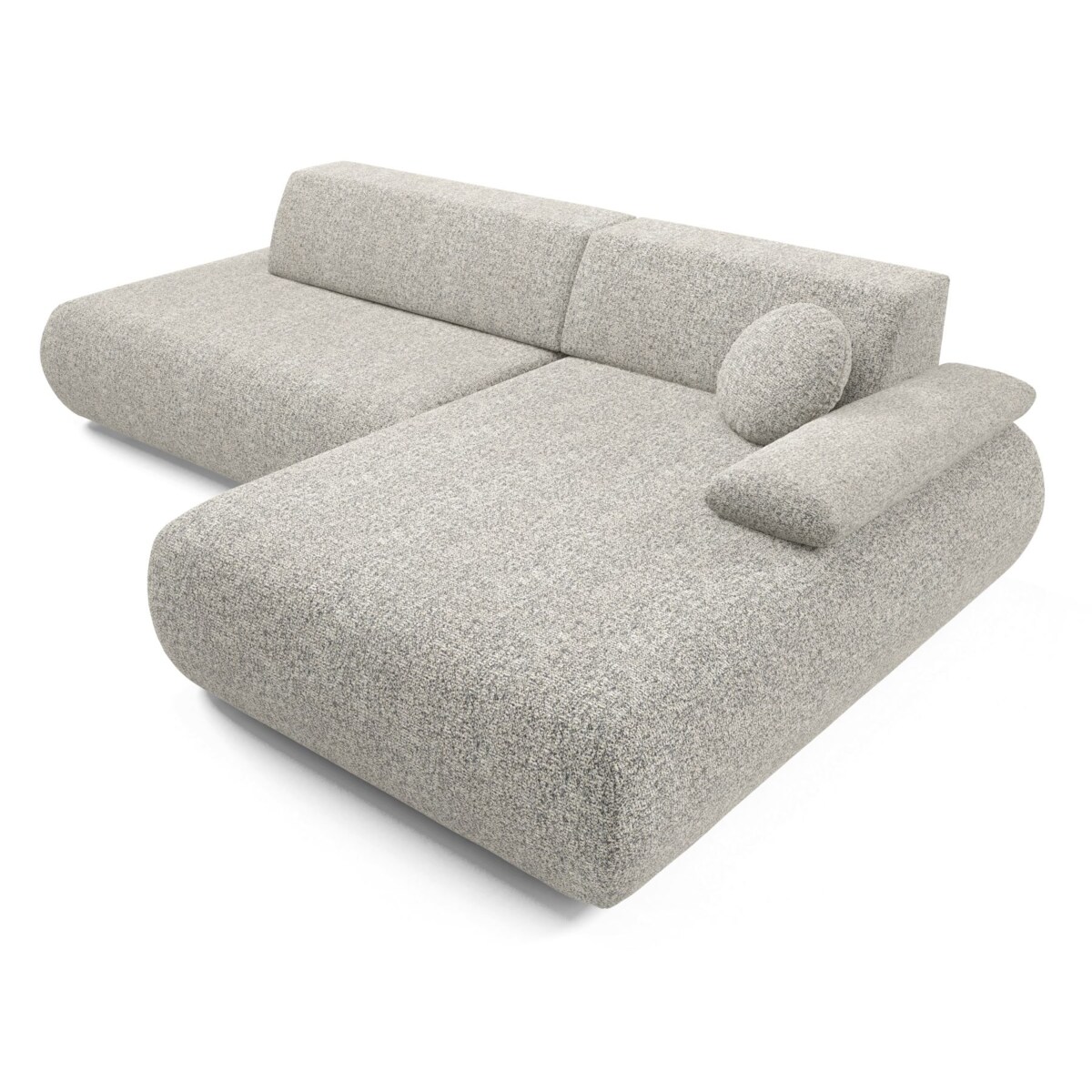 Narożnik rozkładany PENTI z pojemnikiem na pościel, prawy, szaro-beżowy