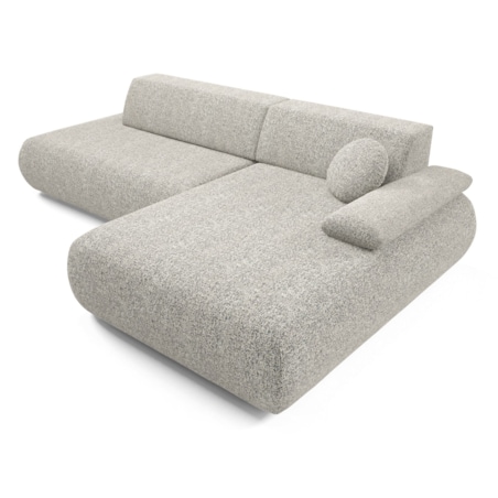 Narożnik rozkładany PENTI z pojemnikiem na pościel, prawy, szaro-beżowy