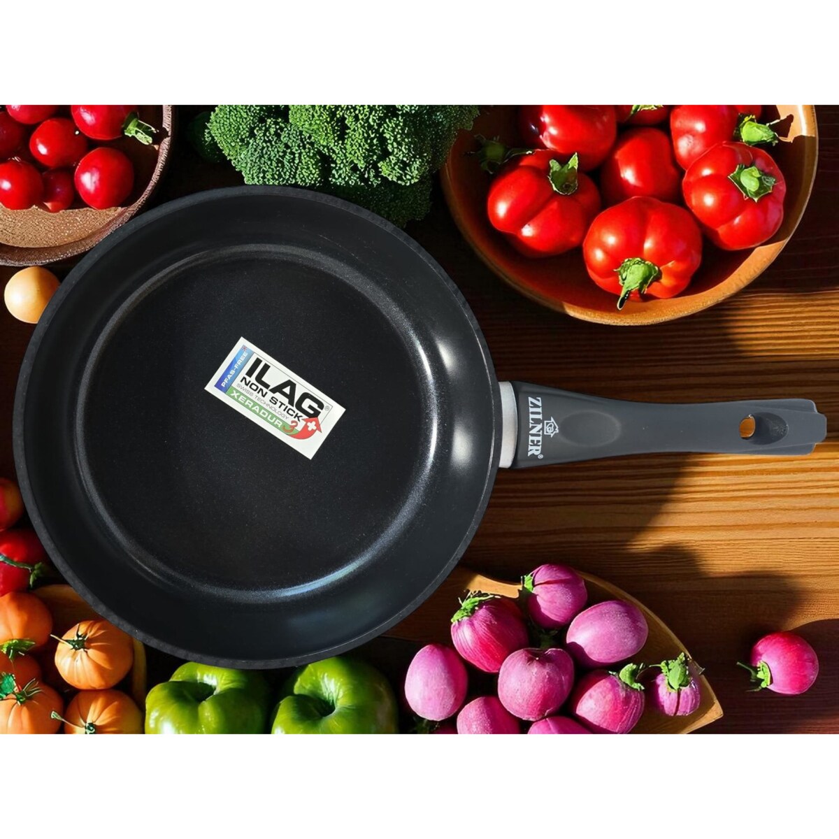 Patelnia do smażenia ceramiczna 28 cm czarna indukcja gaz ZILNER