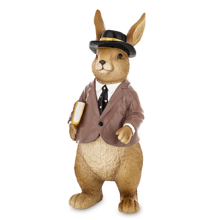 Dekoracja - królik z książką pod pachą 27x10,5x11 cm SONRA-2