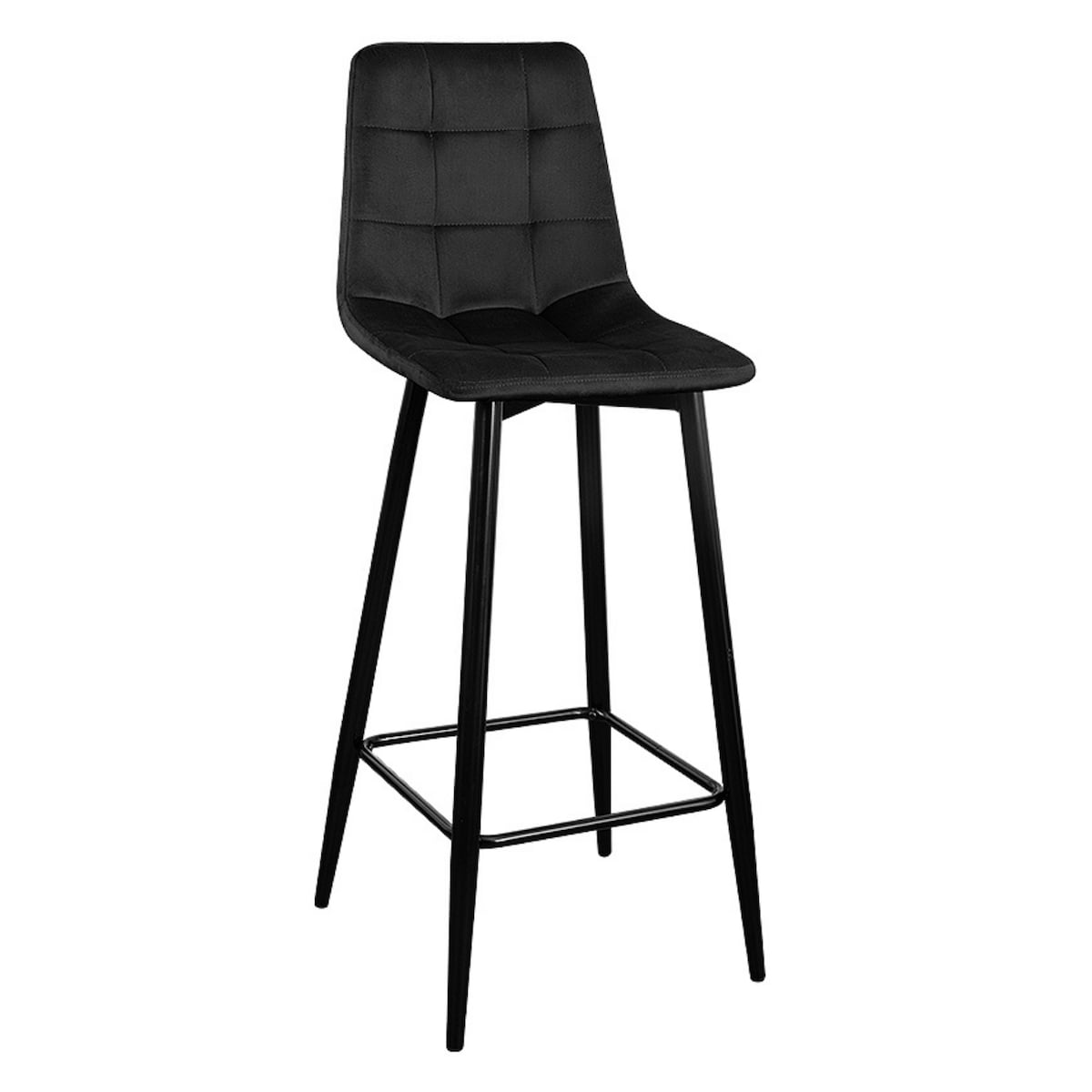 Hoker barowy krzesło tapicerowany welurowy do wyspy z podnóżkiem