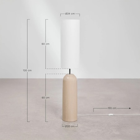 Lampa podłogowa z ceramiki i lnu Canela wojskowa zieleń