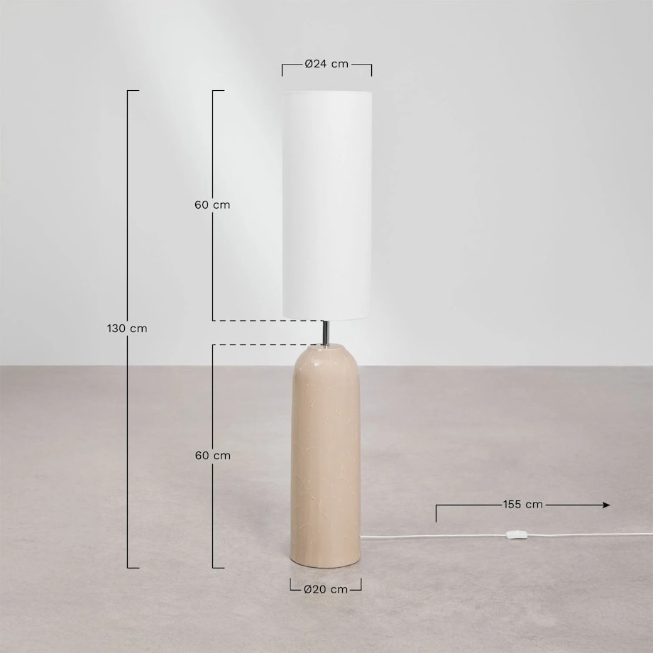 Lampa podłogowa z ceramiki i lnu Canela wojskowa zieleń