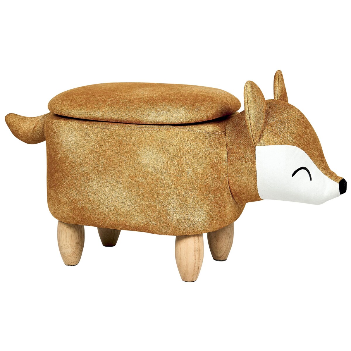 Pufa zwierzak ze schowkiem welurowa pomarańczowa FOX