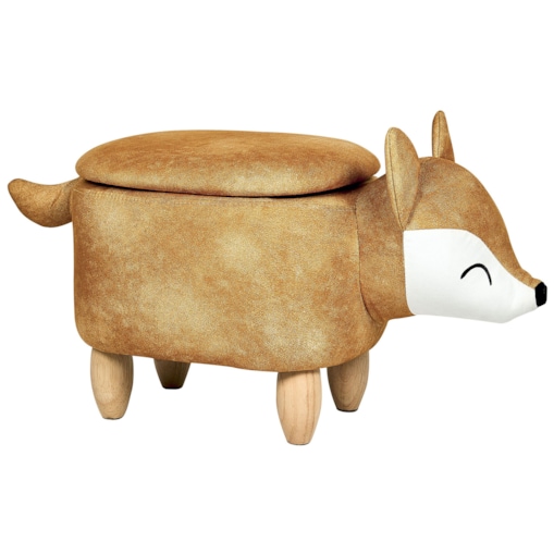 Pufa zwierzak ze schowkiem welurowa pomarańczowa FOX