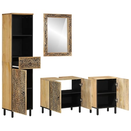 vidaXL 4-cz. zestaw mebli łazienkowych, lite drewno mango