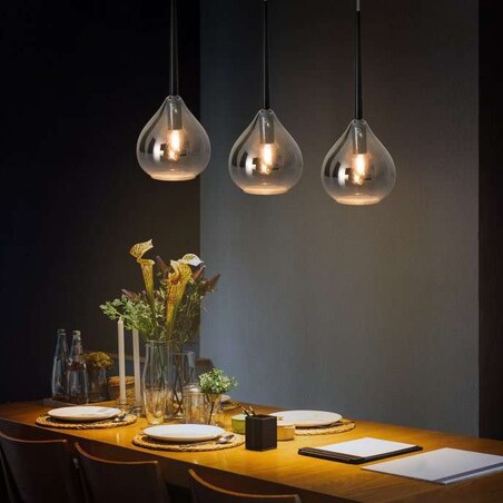 Skandynawska LAMPA wisząca VASO 6126997 Nave szklana OPRAWA loftowy ZWIS kropla czarna przezroczysta