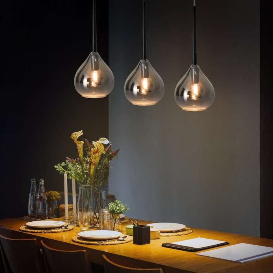 Skandynawska LAMPA wisząca VASO 6126997 Nave szklana OPRAWA loftowy ZWIS kropla czarna przezroczysta