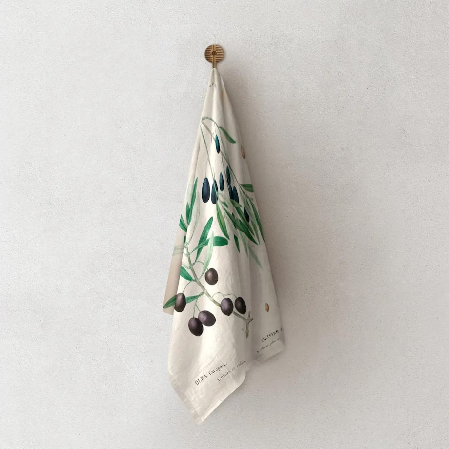 Lniany ręcznik kuchenny - Oliwki