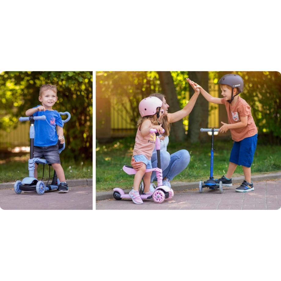 Hulajnoga trójkołowa balansowa dla dzieci 3w1 Ricokids Todi szaro-niebieska