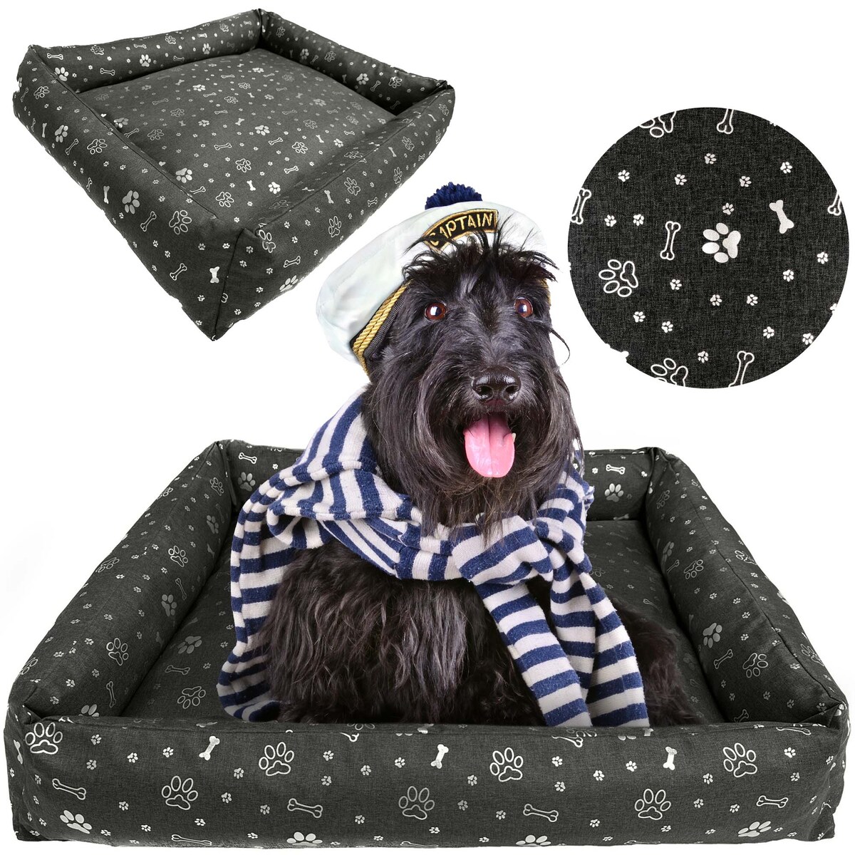 Legowisko Dla Psa Kanapa Posłanie 100X75 Cm Wodoodporne Poduszki Pikowane Kość Srebrna