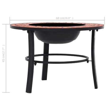 vidaXL Palenisko z mozaiką, terakota, 68 cm, ceramika
