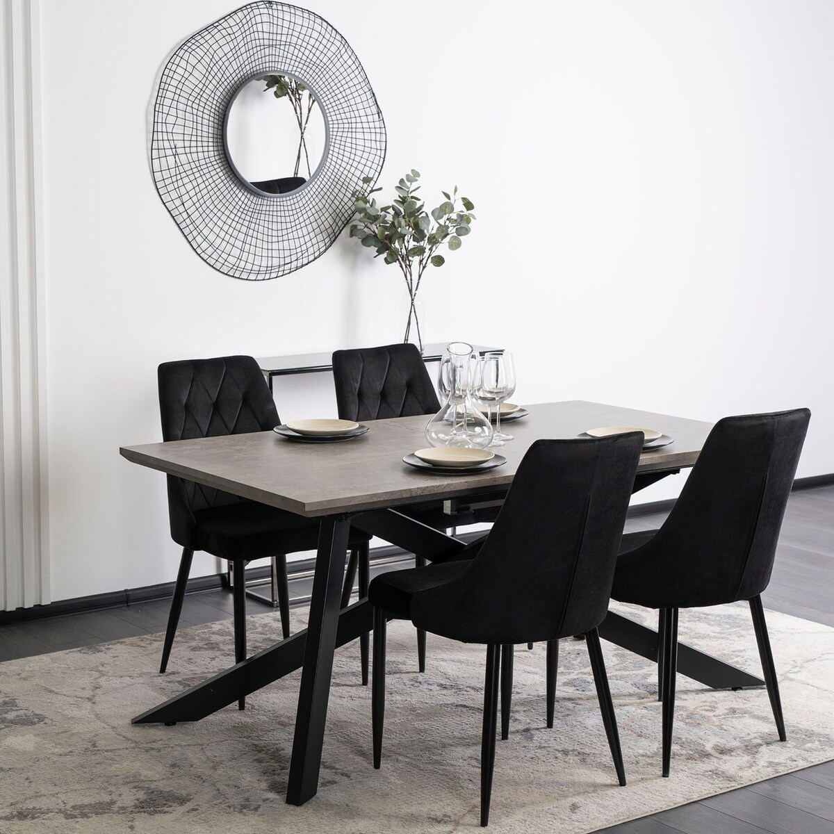 Krzesło Tapicerowane Welurowe Glamour Do Jadalni Kuchni Salonu CORK Czarne