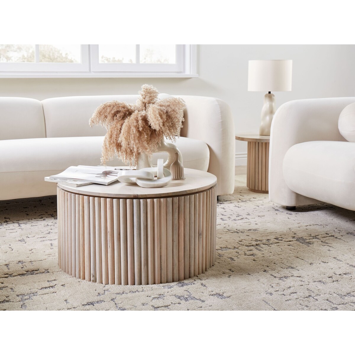 Stolik kawowy KIRKWOOD Drewno mango Jasnobrązowy ze schowkiem