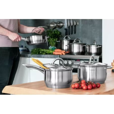 Zestaw garnków stalowych na indukcję 6 ele. 2.9/3.9/6.6L garnki KINGHOFF Silver