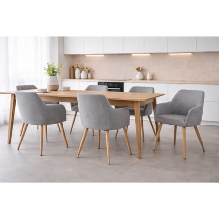 Krzesło skandynawskie szare SCANDI do salonu jadalni metalowe nogi w kolorze drewna