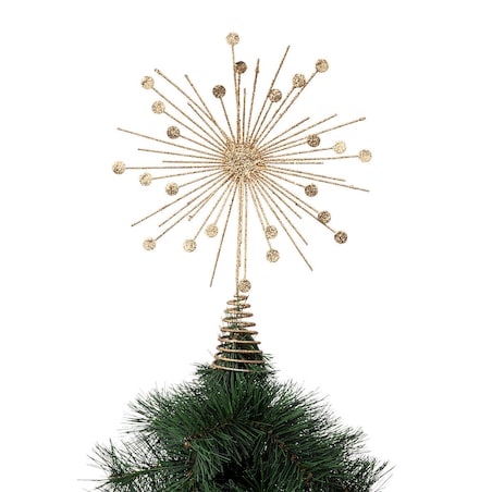Złota gwiazda na czubek choinki, 30 cm
