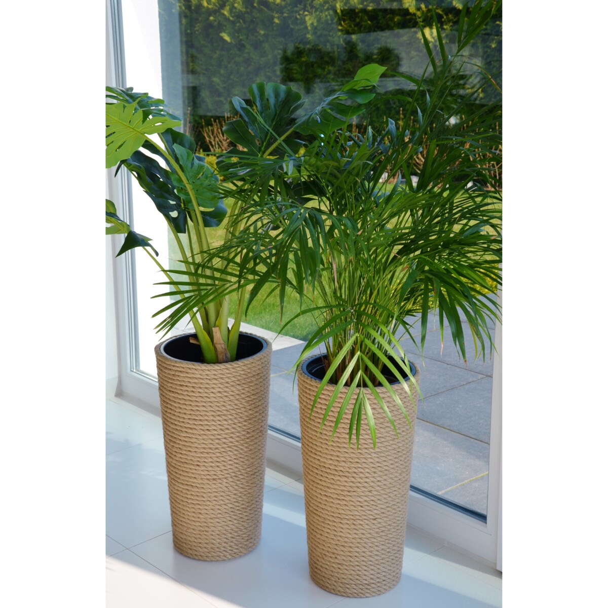 32 BOHO jutowa wysoka osłonka + wkład doniczka koszyk naturalny gruby sznurek LINA z trawy plecionej JUTA styl skandynawski etno loft wzór 32/210