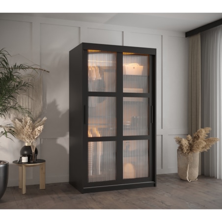 Szafa przesuwna Garderoba FLUTES 100 czarny