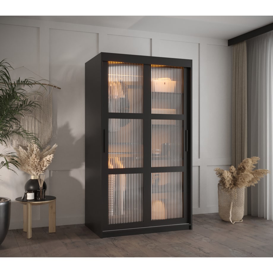 Szafa przesuwna Garderoba FLUTES 100 czarny