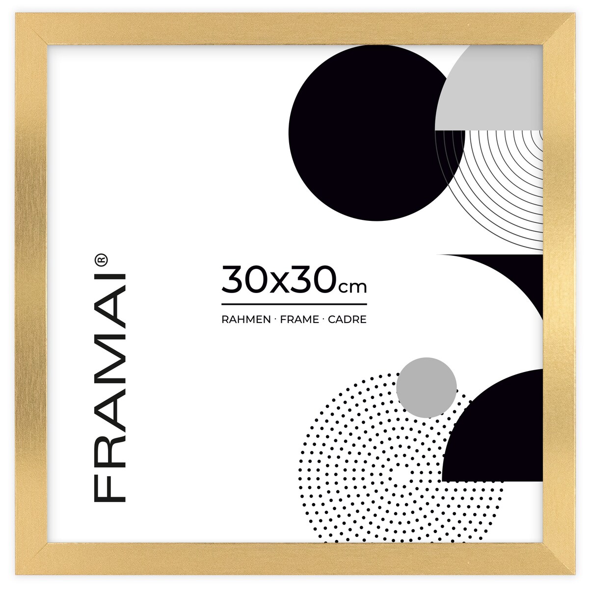 Ramka na zdjęcia 30x30 cm złota rama MDF z plexi do powieszenia pion poziom klasyczna kwadratowa ramka FRAMAI®