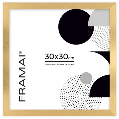 Ramka na zdjęcia 30x30 cm złota rama MDF z plexi do powieszenia pion poziom klasyczna kwadratowa ramka FRAMAI®