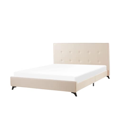 Łóżko tapicerowane 160 x 200 cm beżowe AMBASSADOR