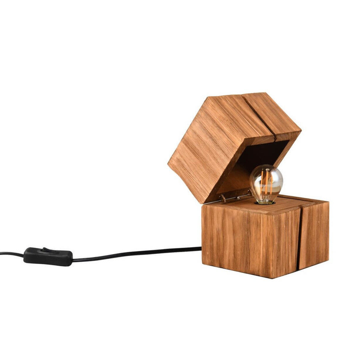 Drewniana lampa stołowa z włącznikiem Treasure 514110130 Trio brązowa
