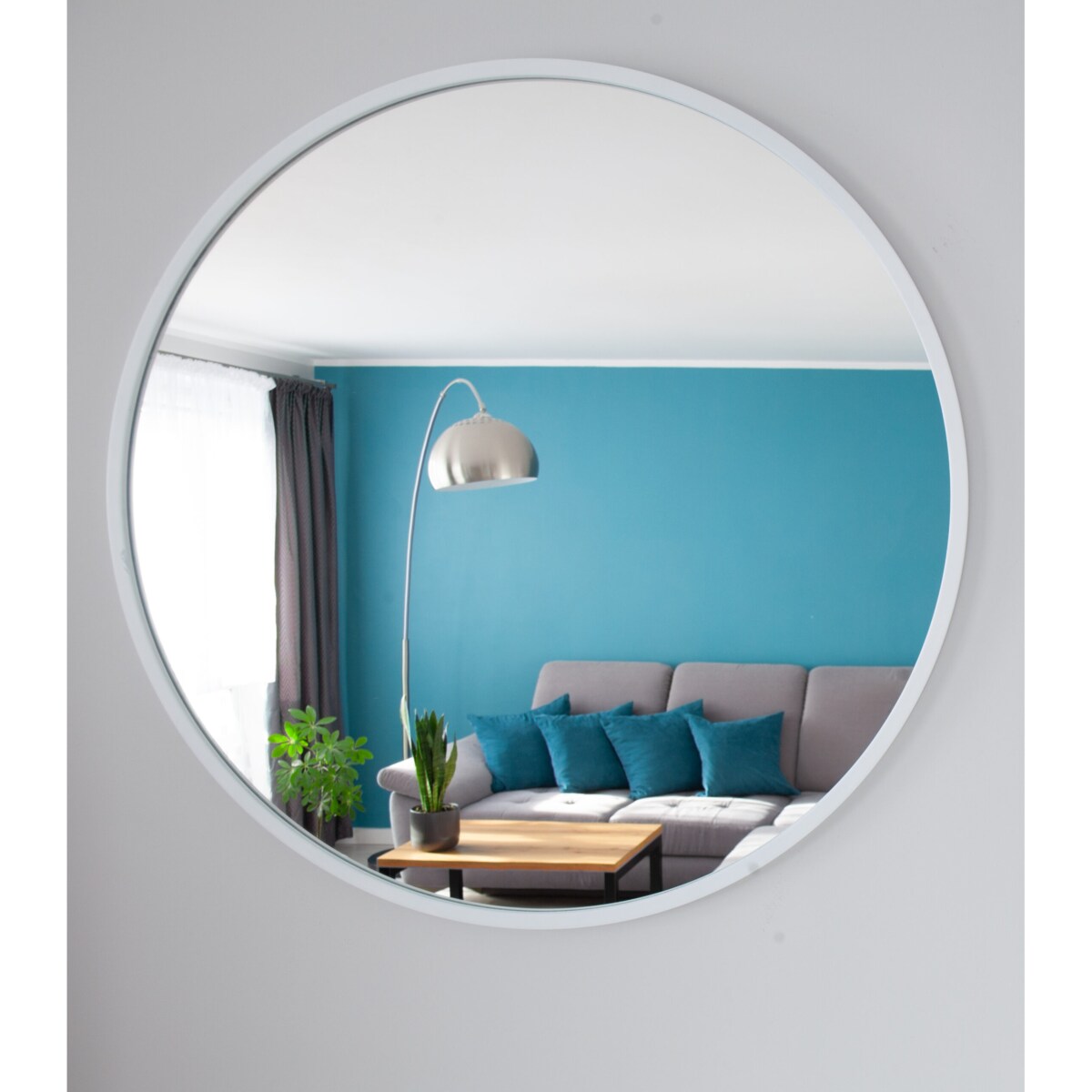 Lustro okrągłe - białe - 60 cm