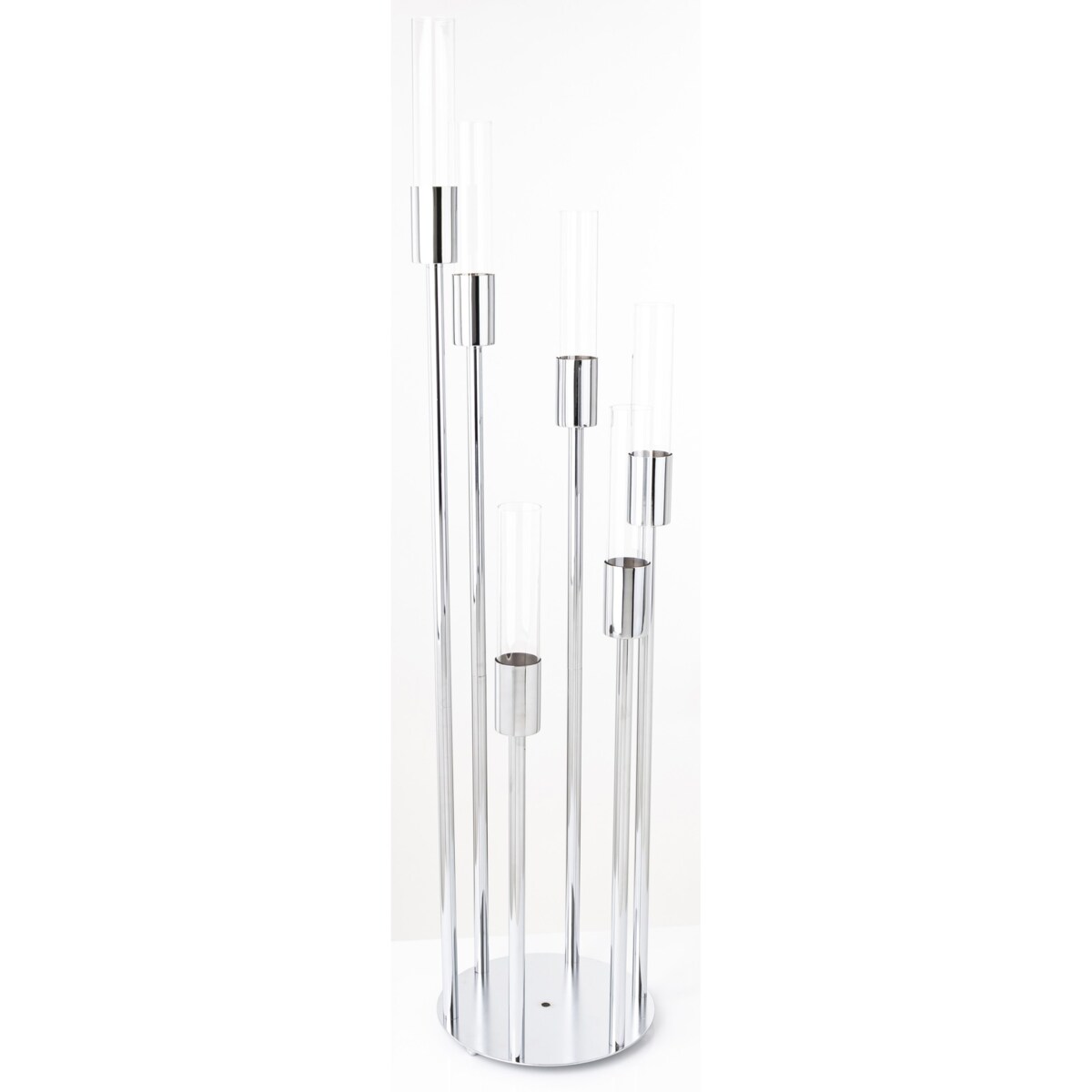 Świecznik metalowy na 6 świec 117x27x27 cm BATANG srebrny