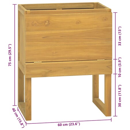 vidaXL Szafka łazienkowa, 60x40x75 cm, lite drewno tekowe