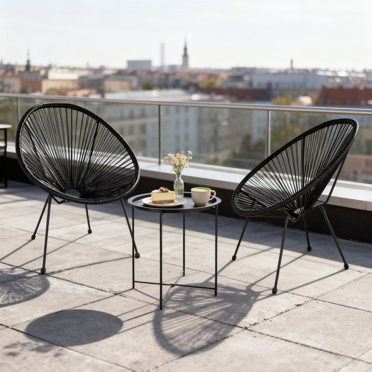 Zestaw mebli ogrodowych JUMI na taras balkon czarny retro