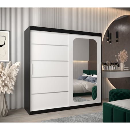 Szafa przesuwna Garderoba PROMO V2 200 czarny/biały