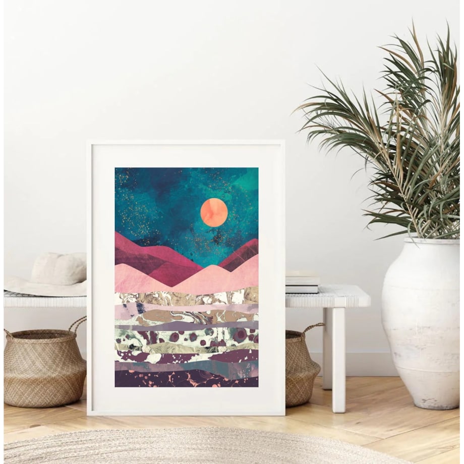 Poster Story, Plakat, Obraz - Abstrakcyjne Góry Nocą, wymiary 21 x 30 cm