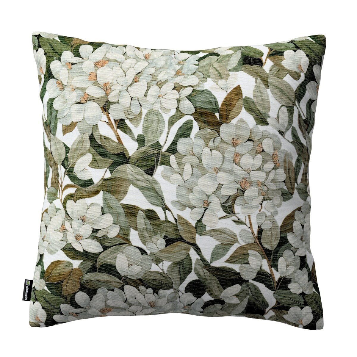 Poszewka Kinga na poduszkę 43x43 zielone liście na białym tle