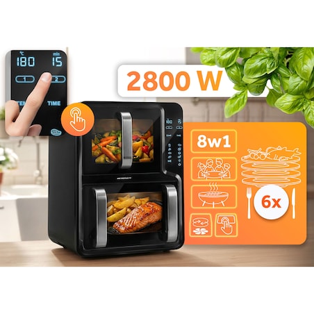 Frytkownica beztłuszczowa Berdsen BD-664 dwukomorowa pionowa 12L Air Fryer 2800W