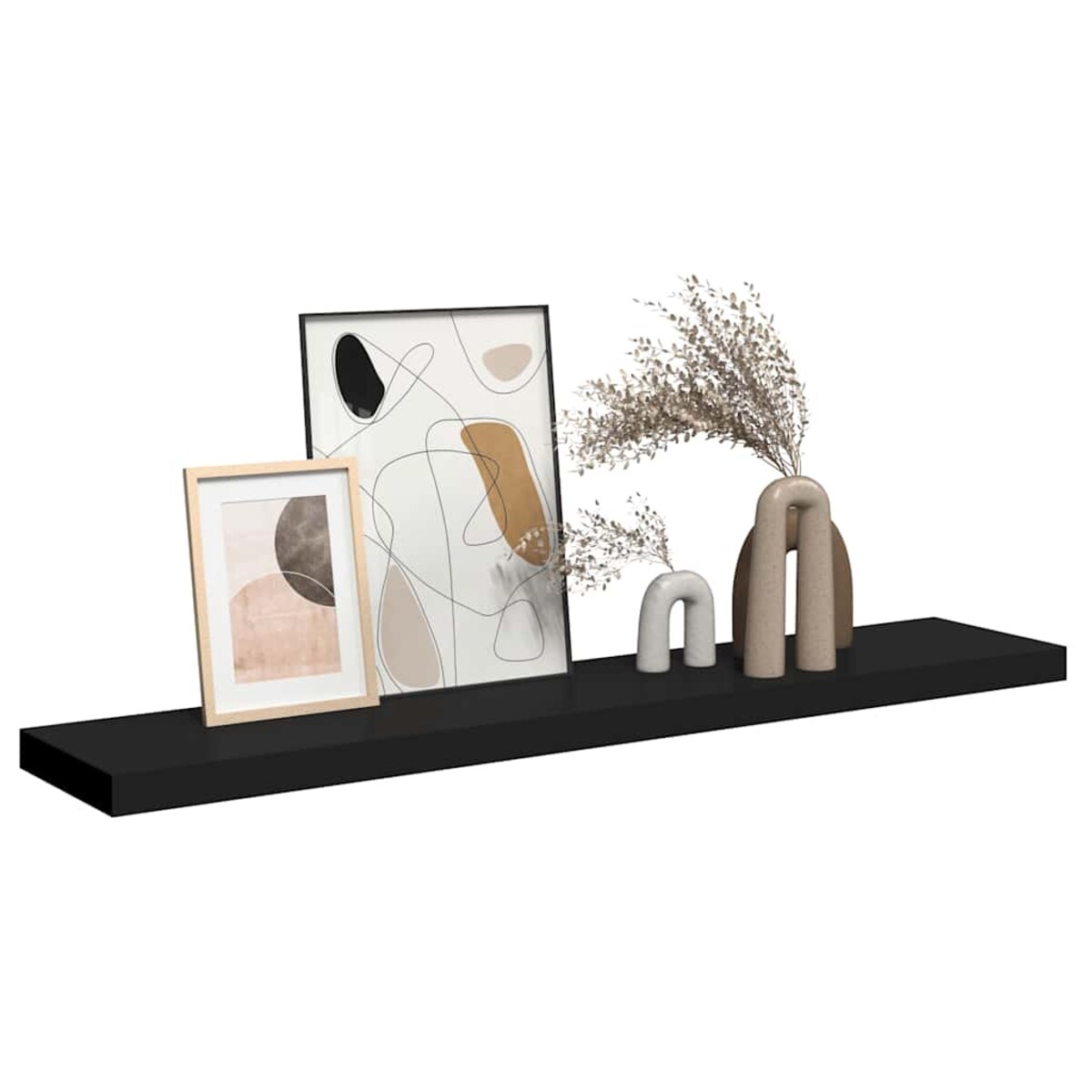 vidaXL Półka ścienna, czarna, 120x23,5x3,8 cm, MDF